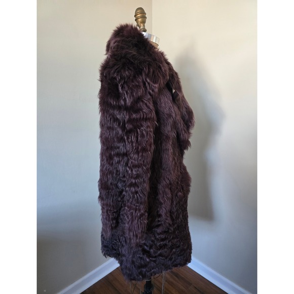 Plum Burgundy Fur Coat – Statement Piece – Glam Winter Coat - Picture 5 of 6